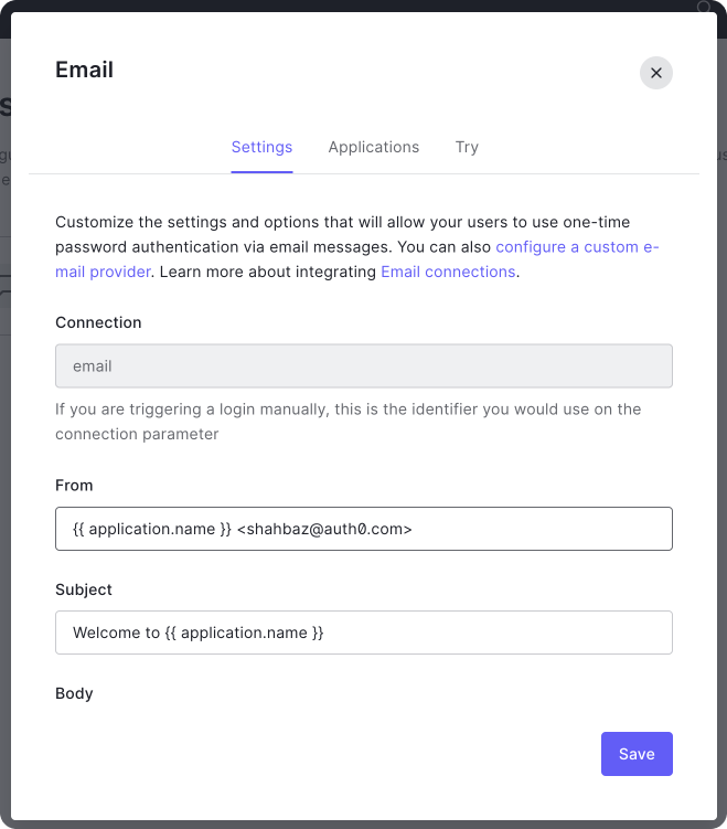 Auth0 Dashboard to enable Email Passwordless | Setup