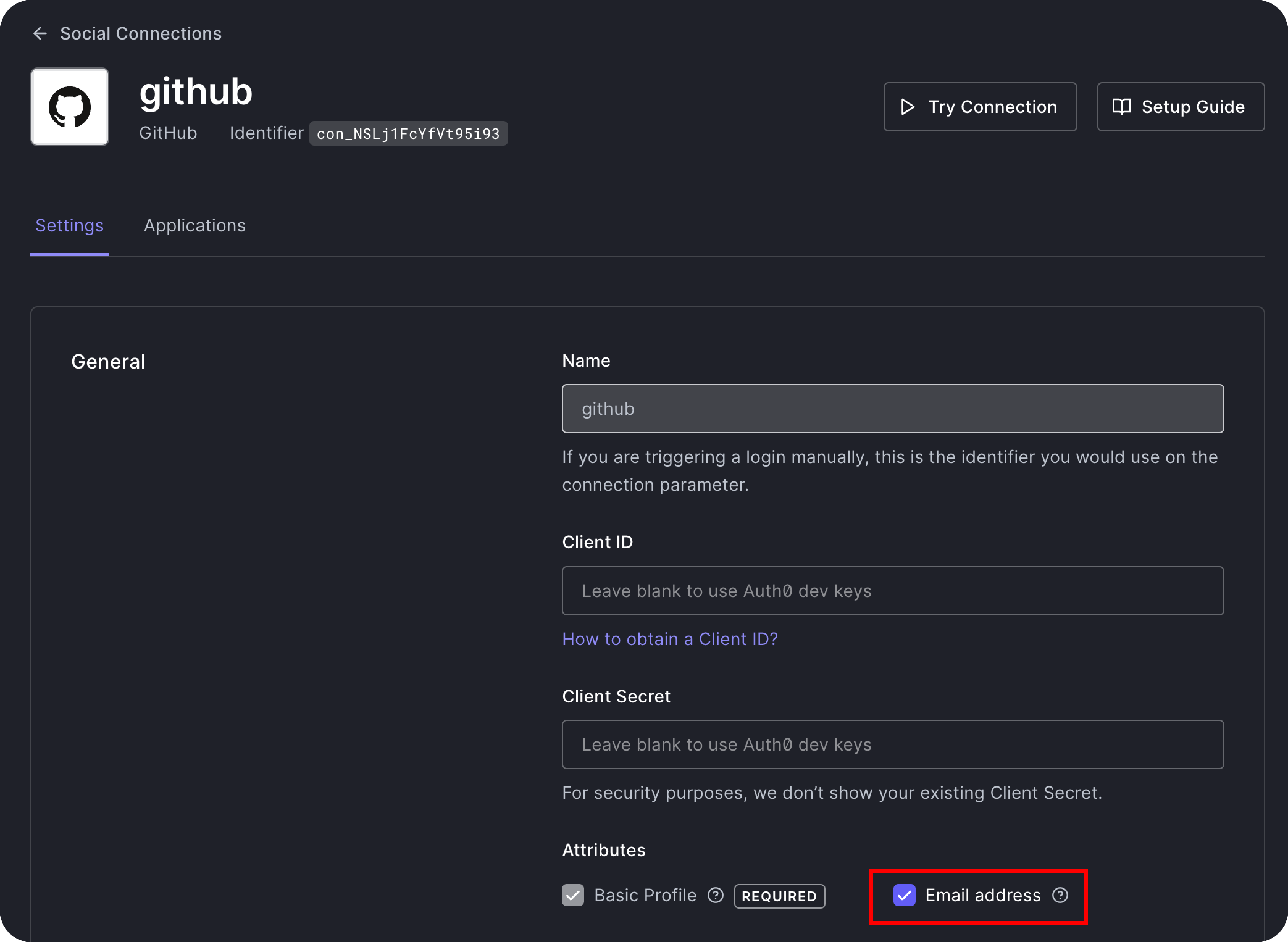 Request Email address for GitHub Social connection