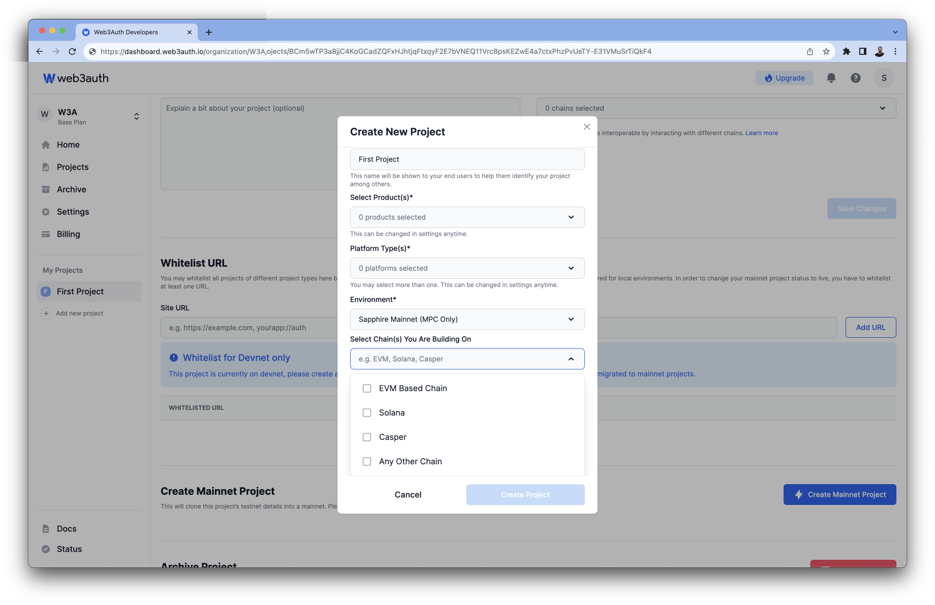 Create Project Chains