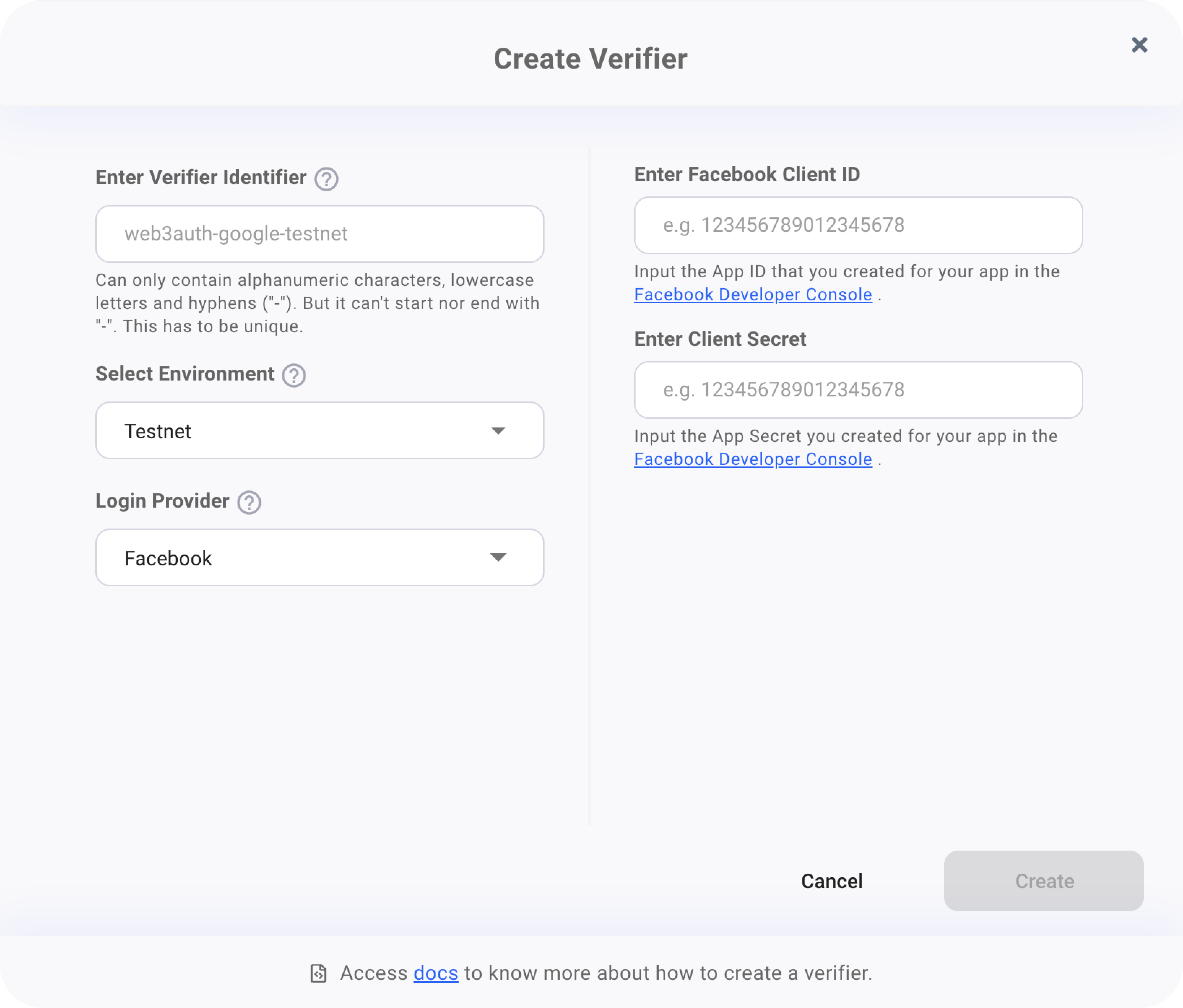 Facebook Client ID on Web3Auth Dashboard