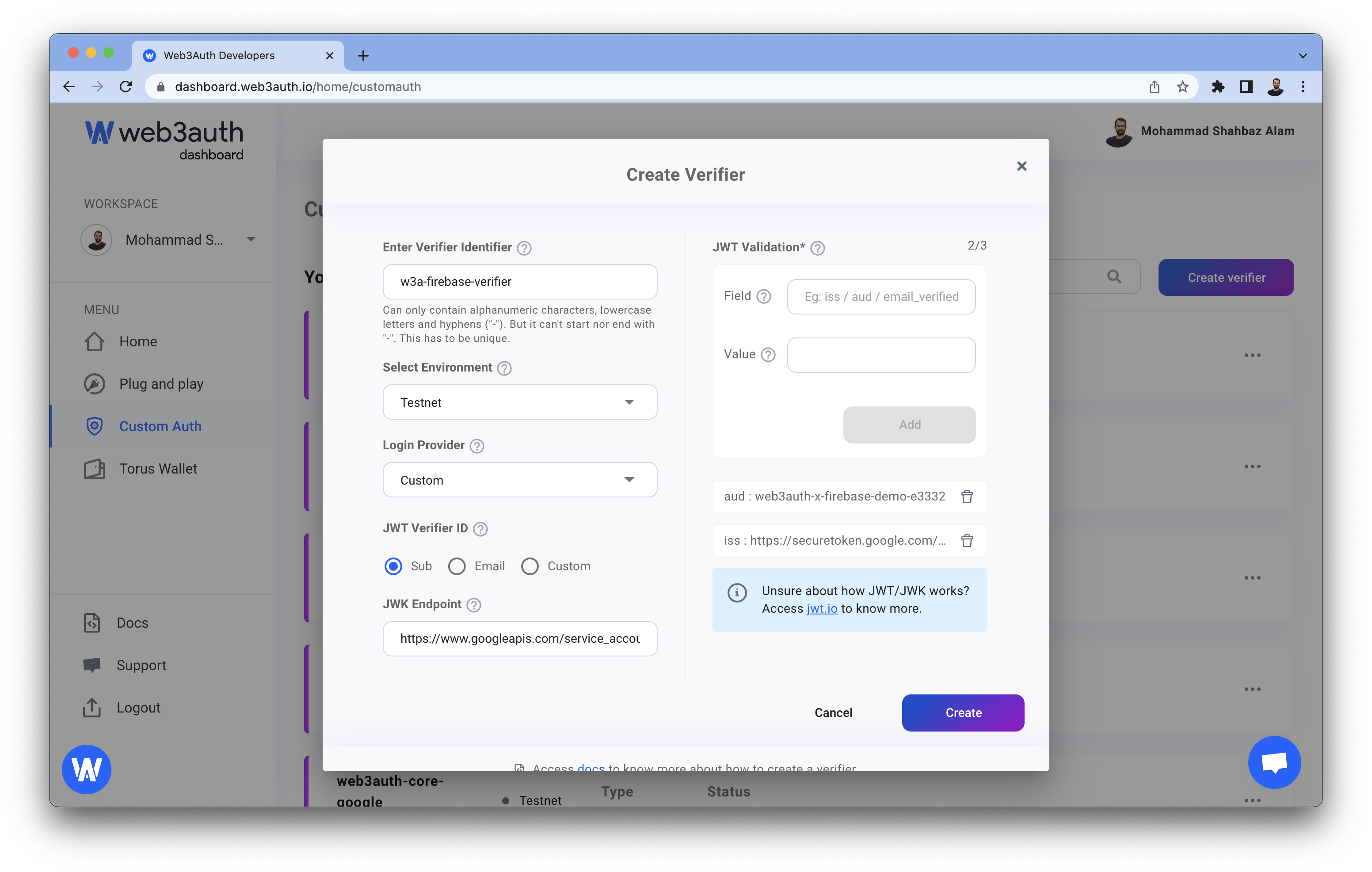 Custom Authentication - Create Firebase Verifier